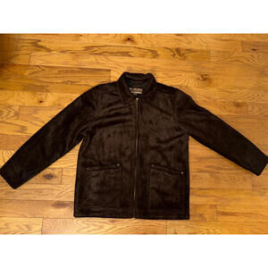 NEW Columbia Brown Faux Suede Coat Bomber Jacket Men's Large Sherpa Lined